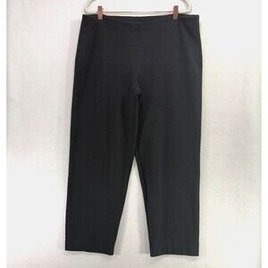 Eileen Fisher Pants Women L Black Stretch Pull On Tapered Cropped Career Classic